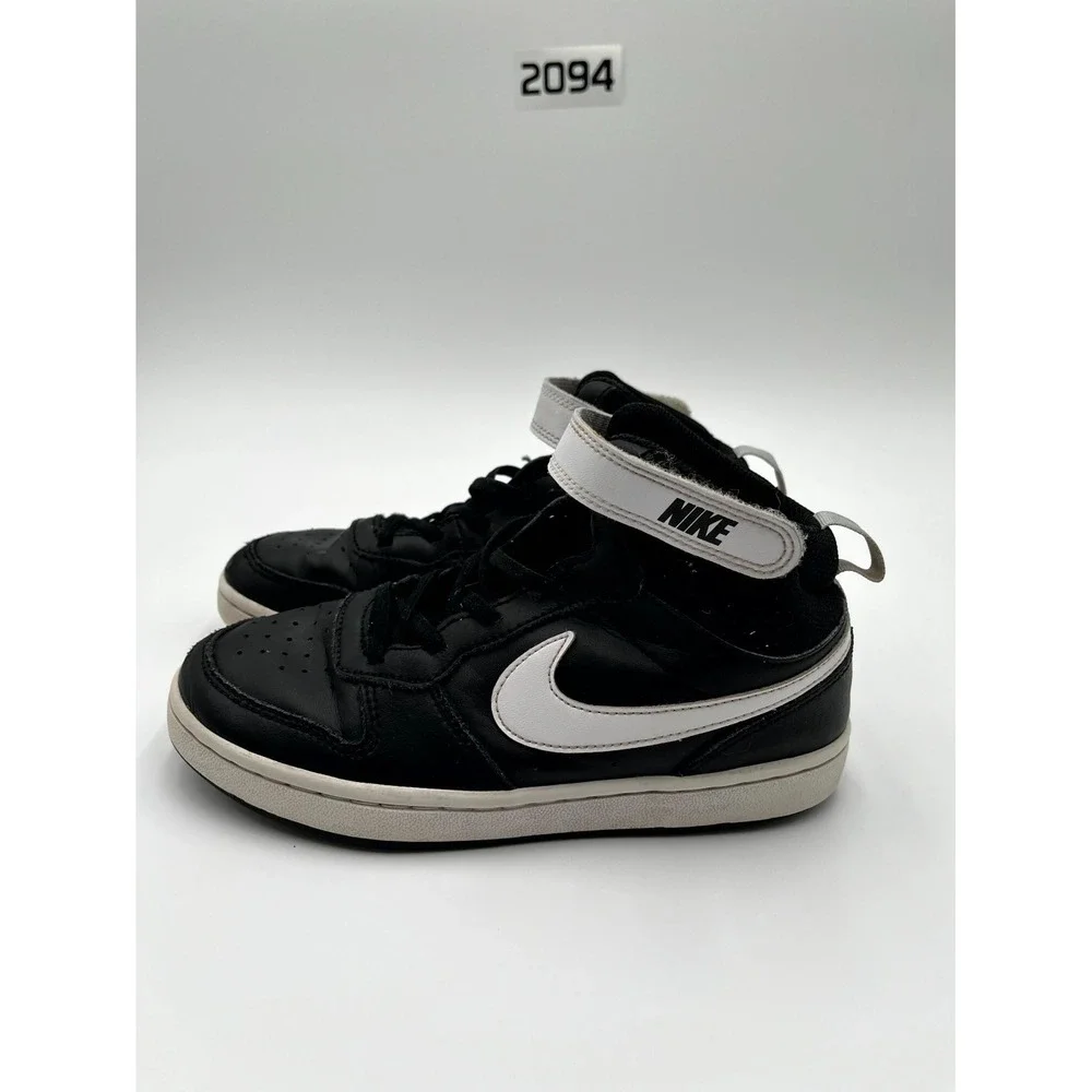 Nike Court Borough Mid 2 Unisex Kids 3 Casual Shoes Black‎ White Leather Sneaker